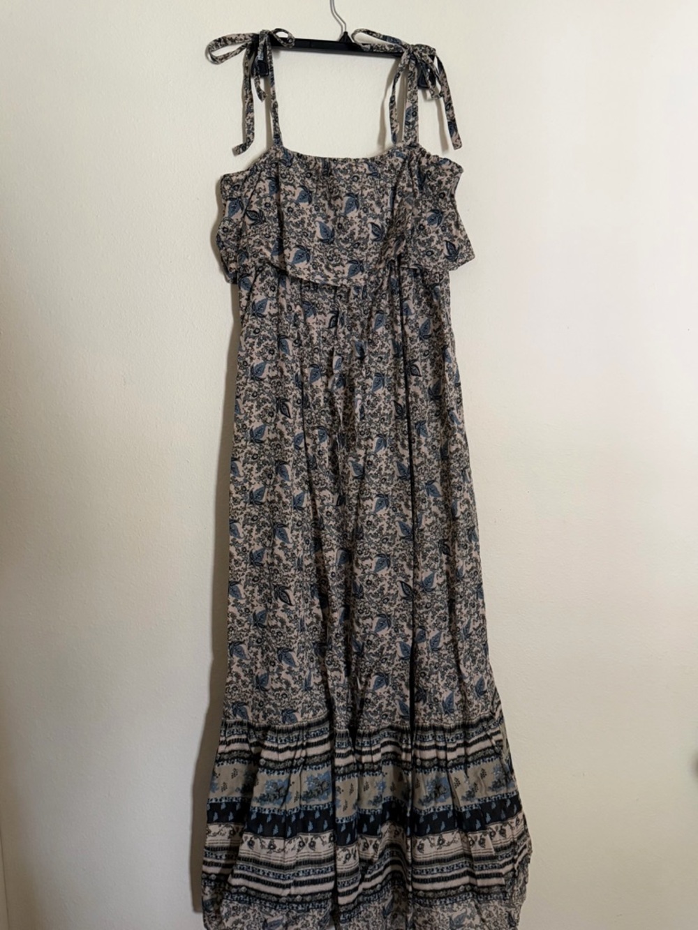 Free People Sleeveless Floral Maxi Dress with Tie Straps